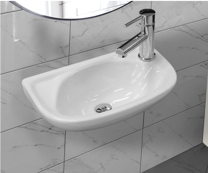 powder room compact wall hung basin