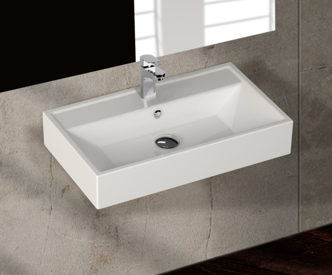 wall hung gloss white bathroom basin 