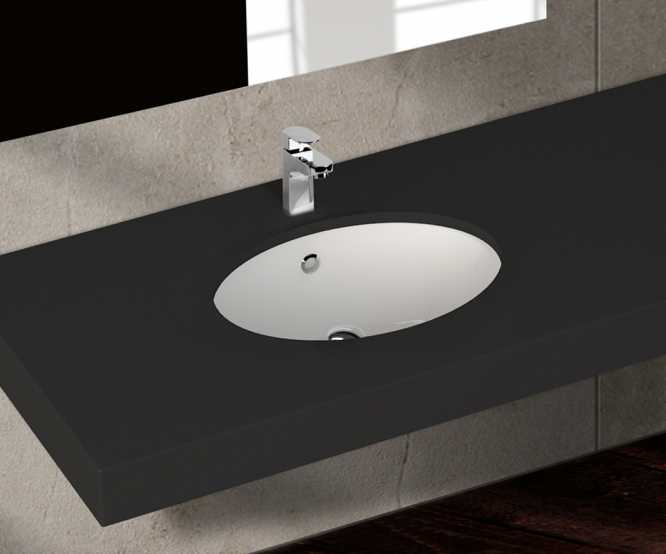 oval gloss white under  bench bathroom vanity basin with overrflow