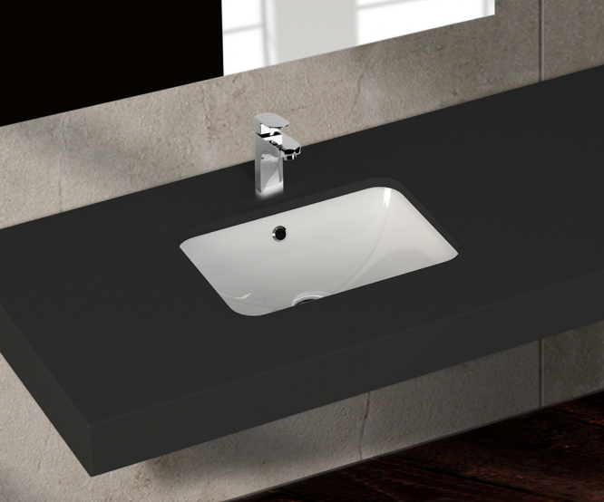 Square gloss white under  bench bathroom vanity basin with overflow