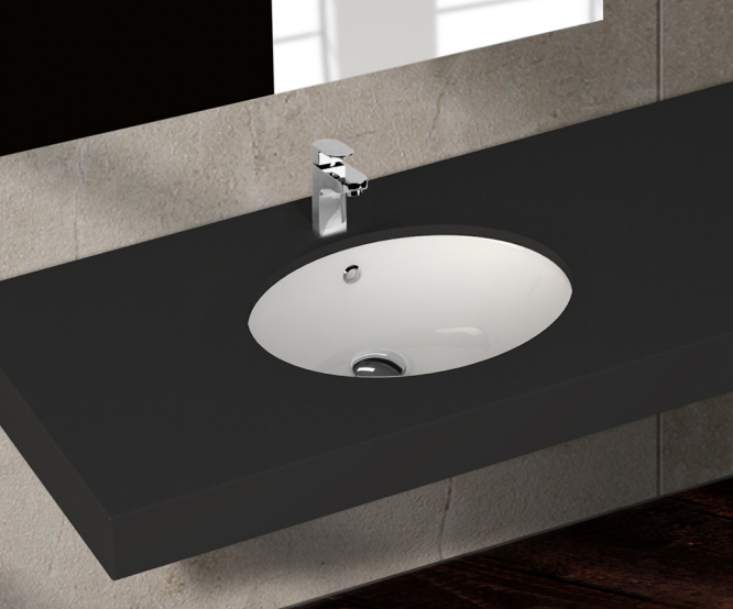 oval gloss white under  bench bathroom vanity basin with overflow