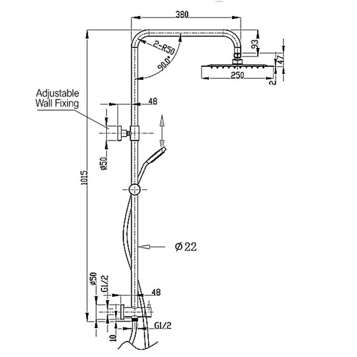 Pavia Shower Dual Hose Round Chrome (7153224745111)