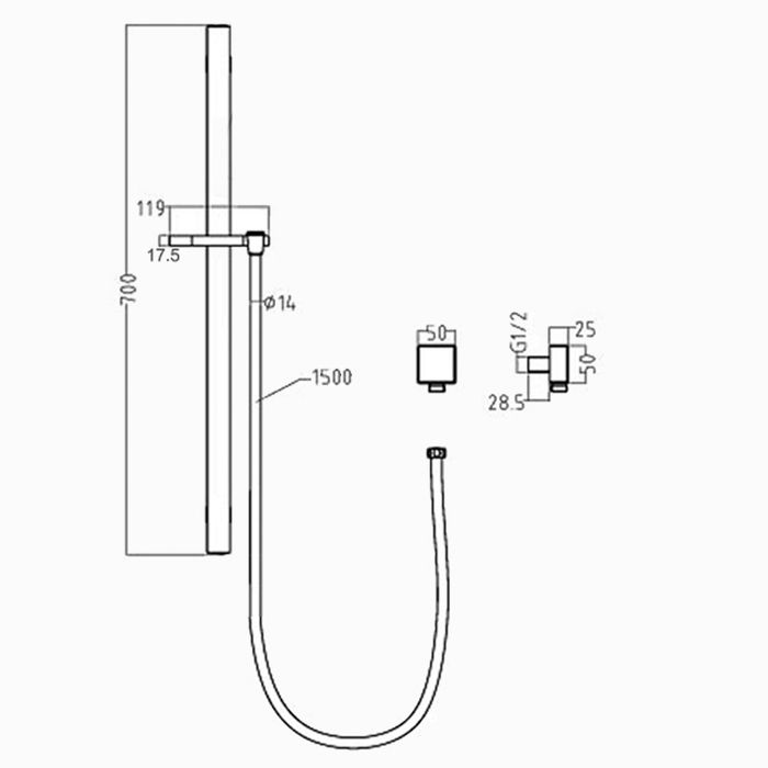 Pavia Shower Rail Gun Metal (7153112613015)