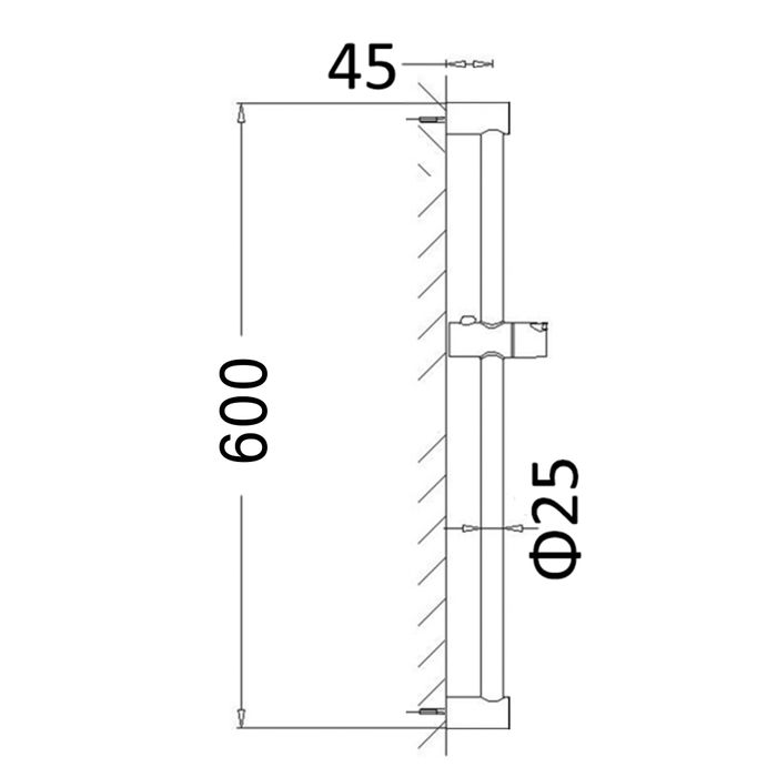 Pavia Shower Rail Matte Black (7153149542551)