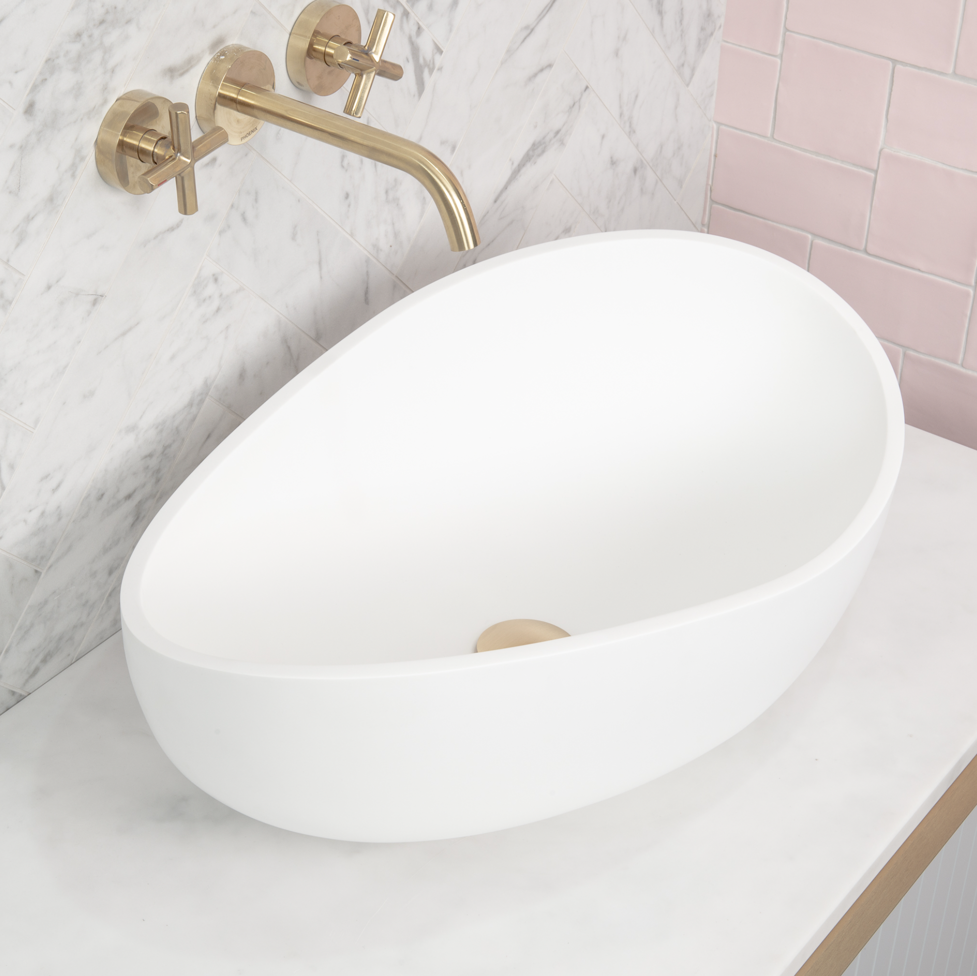 Donii Claron solid surface Wave Matte White surface mount Basin