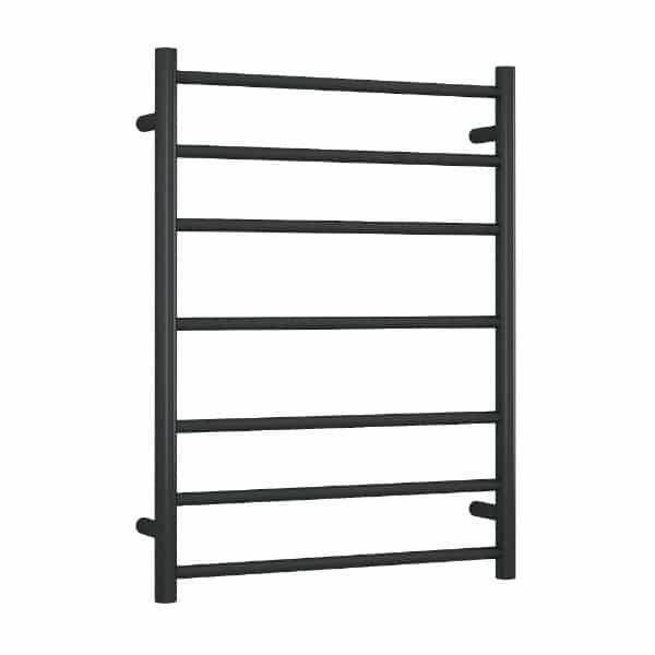 Thermogroup 7 Bar Matte Black Thermorail Straight Round Heated Towel Ladder 800x600mm