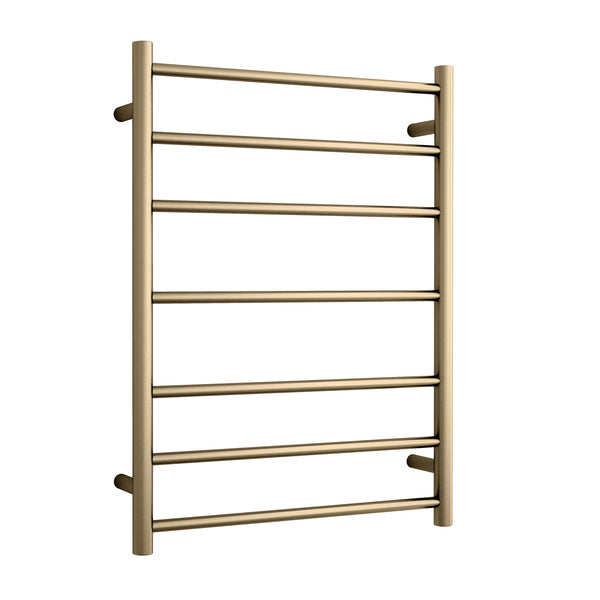 Thermogroup 7 Bar Thermorail Brushed Brass Round Heated Towel Rail 800x600mm