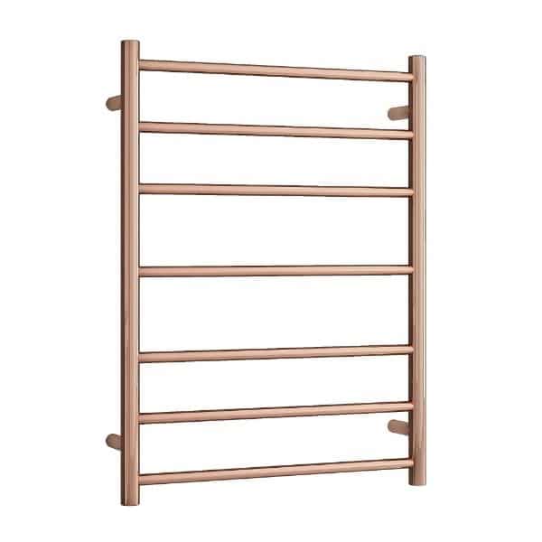 Thermogroup 7 Bar Thermorail Rose Gold Round Heated Towel Rail 800x600mm