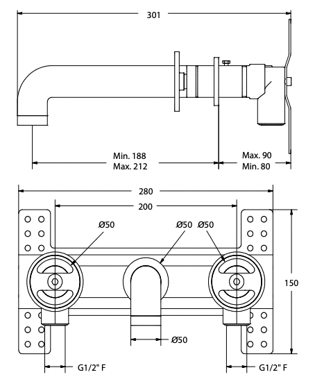 Bold Handwheel Wall Basin Set (7159832674455)