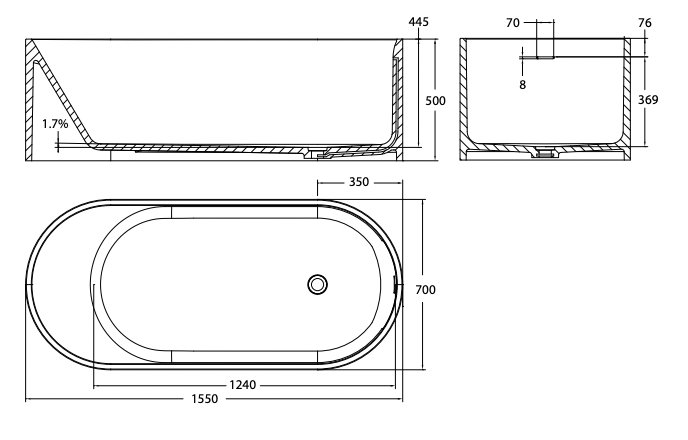 iStone Freestanding Bath 1550 (7174125912215)