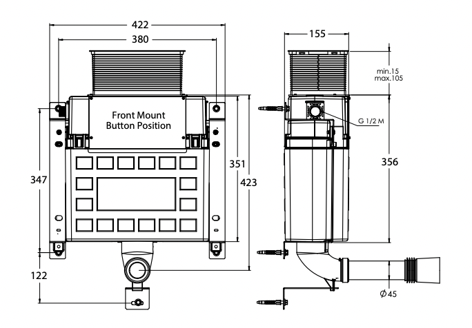 Paco Jaanson Wilco Undercounter Floor Mount Mechanical  Cistern