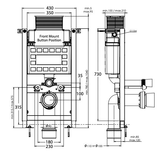 Paco Jaanson Wilco  Undercounter Wall Hung Mechanical  Cistern