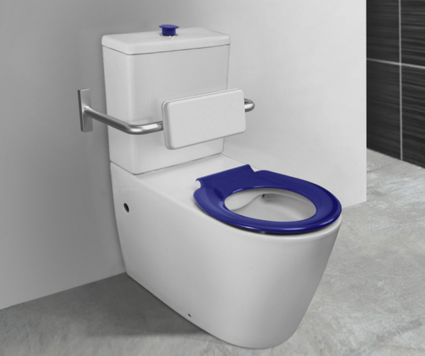 Paco Jaanson Care Rimless Back to Wall Toilet Suite Blue Seat