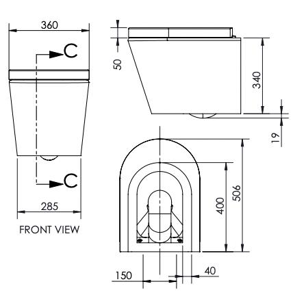 Paco Jaanson Lucerne Gloss White  Rimless Wall- Hung Toilet Pan