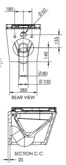Paco Jaanson Lucerne Gloss White  Rimless Wall- Hung Toilet Pan
