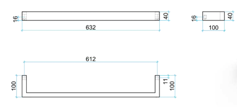 Thermogroup 12V Single Heated Towel Rail 632mm Brushed Nickel