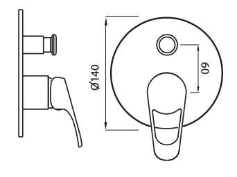 Paco Jaanson Chrome  Shower/Bath Mixer With Diverter Loop Handle