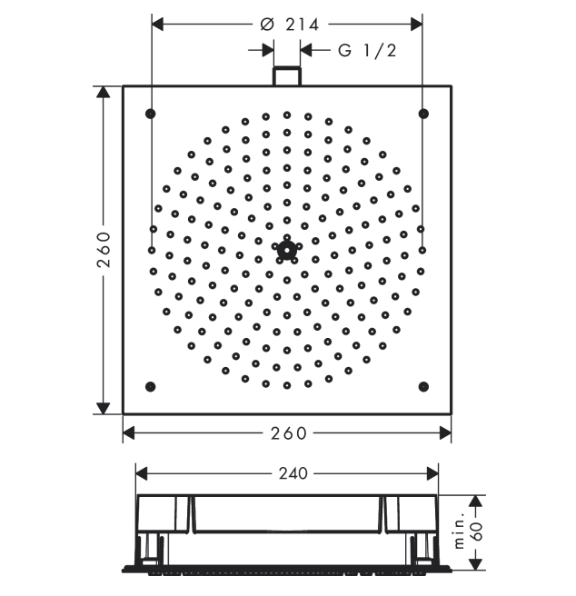 Hansgrohe Raindance E 260/260 1 Jet Ceiling Shower