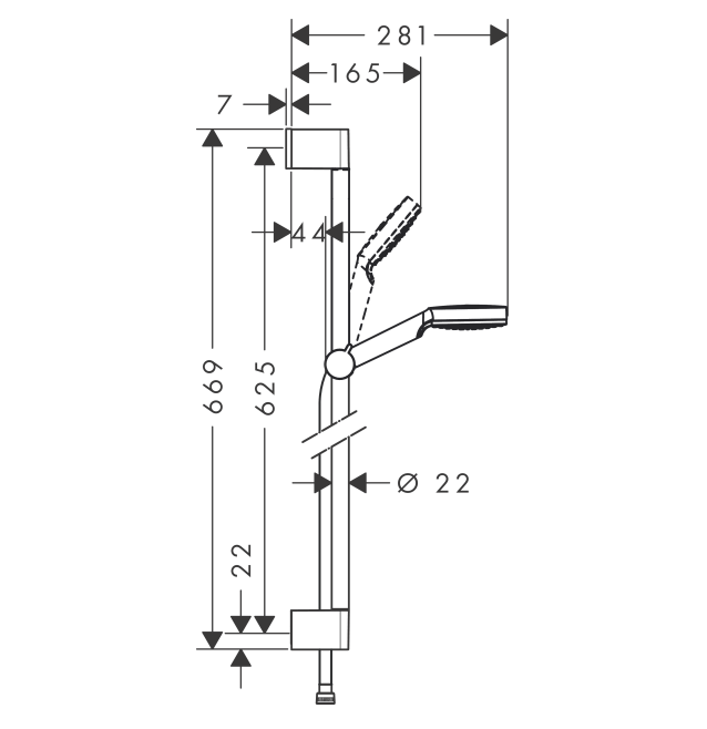 Hansgrohe Crometta 1 Jet Single Rail Shower Chrome