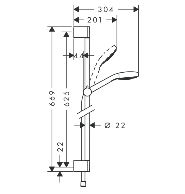 Hansgrohe Croma Select S Vario Single Rail Shower Chrome