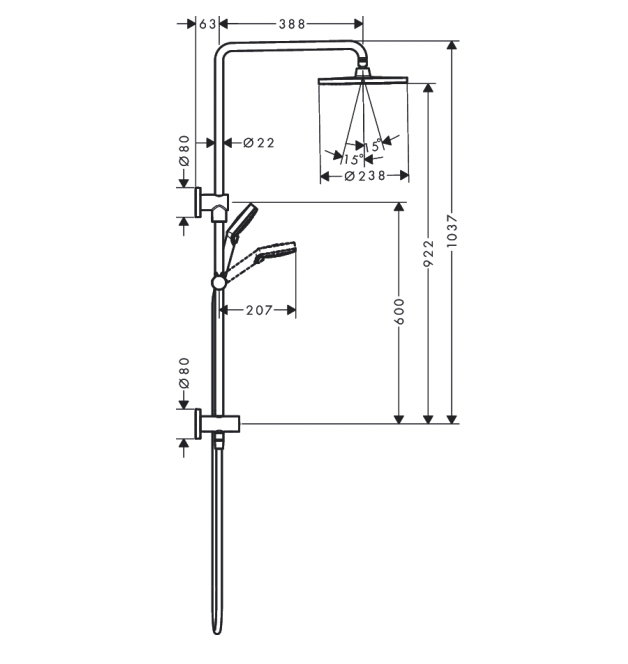 Hansgrohe Crometta S 240 Ecosmart Combination Rail Shower Chrome