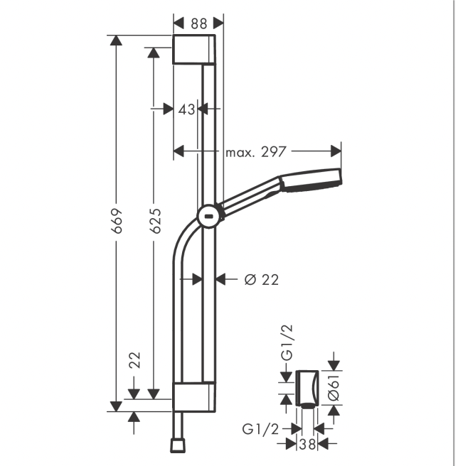 Hansgrohe Pulsify Select S 105 3 Jet Relaxation Single Rail Shower Matte White