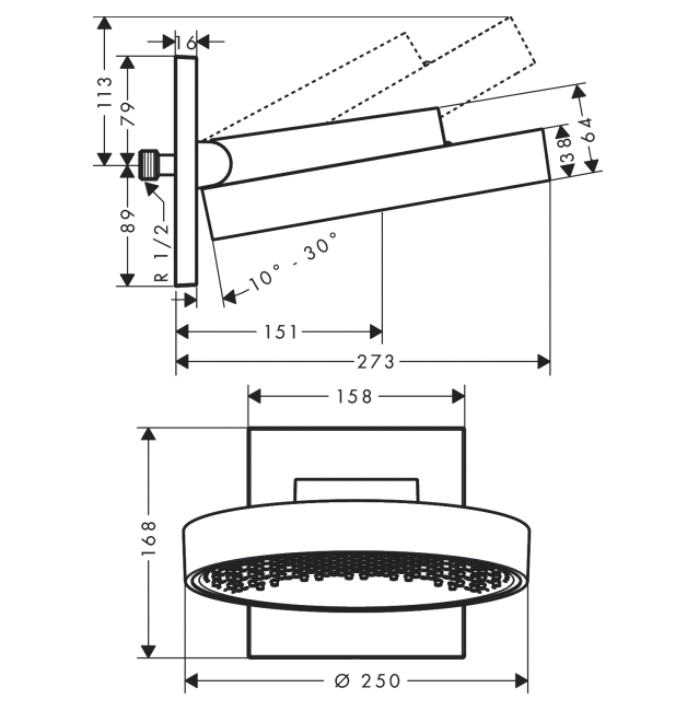 Hansgrohe Rainfinity 250 1 Jet Overhead Shower Chrome