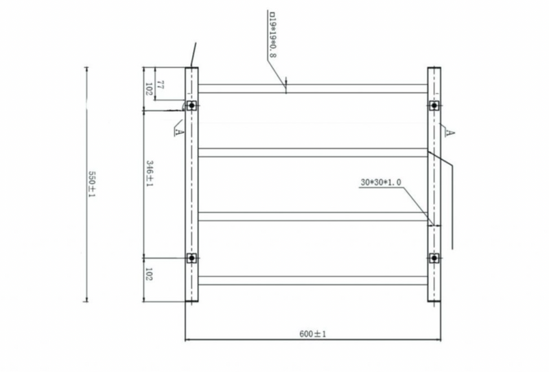 Linsol Spirit 4 Bar Heated Towel Rail Brushed NIckel 600x550mm