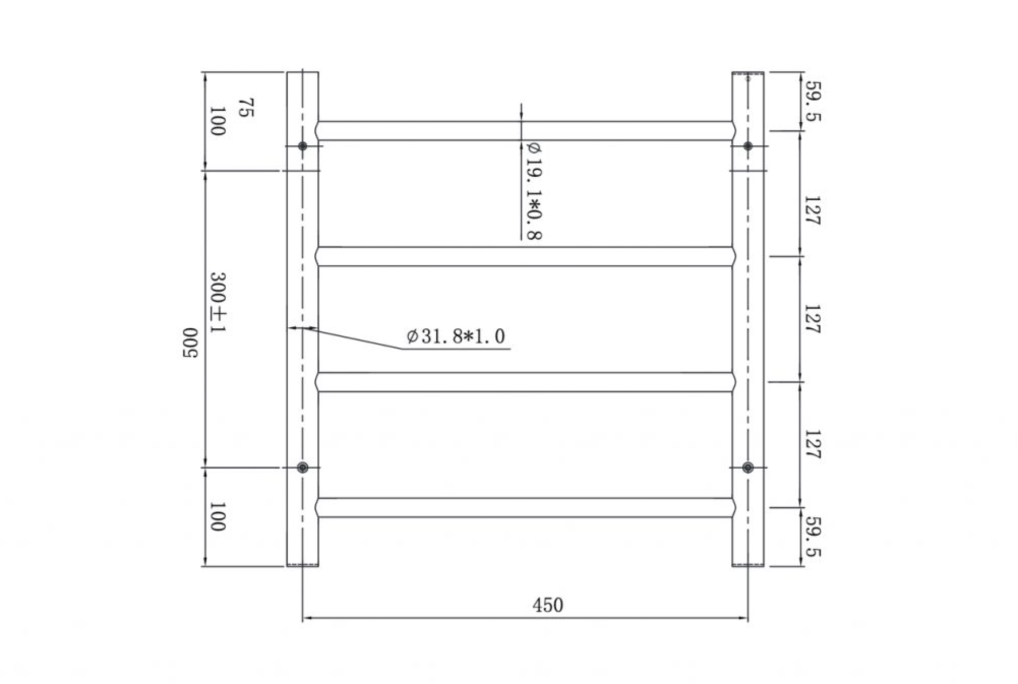 Linsol Allegra 4 Bar Wide Heated Towel Rail Matte Black