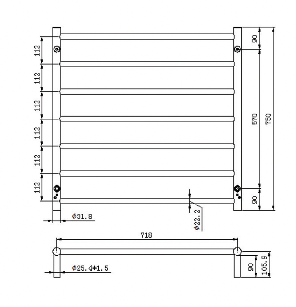 Linsol Allegra 7 Bar Heated Towel Rail