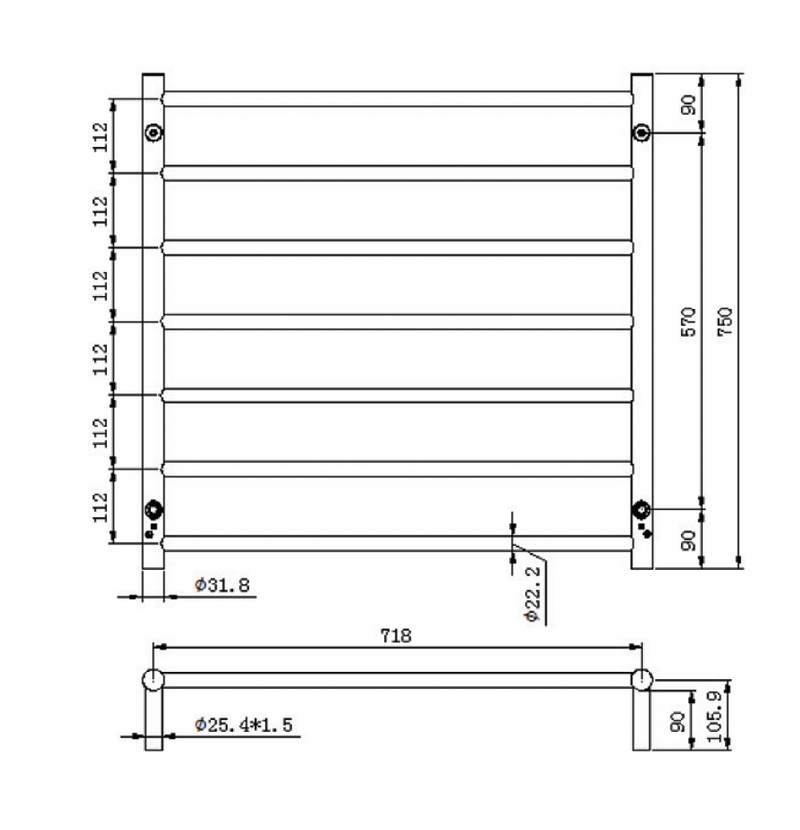 Linsol Allegra 7 Bar Heated Towel Rail