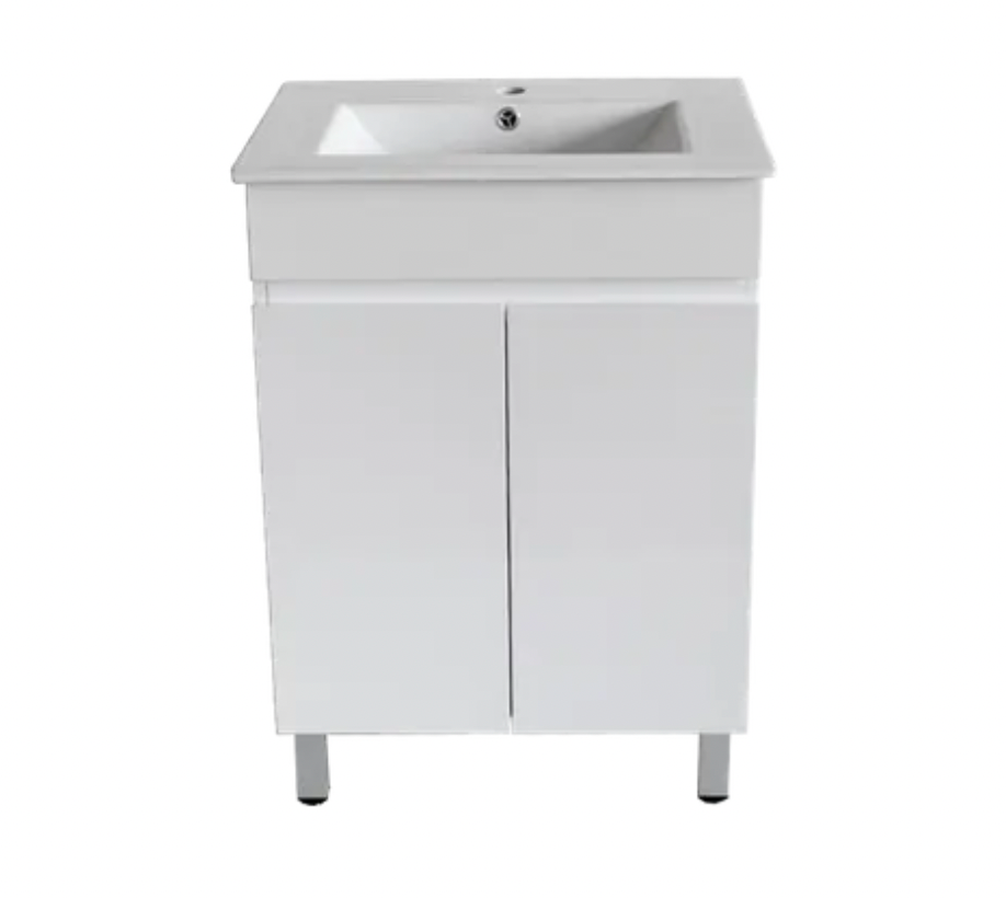 Pavia 600 x 460 Floor Mount Vanity On Legs With Slimline Ceramic Top
