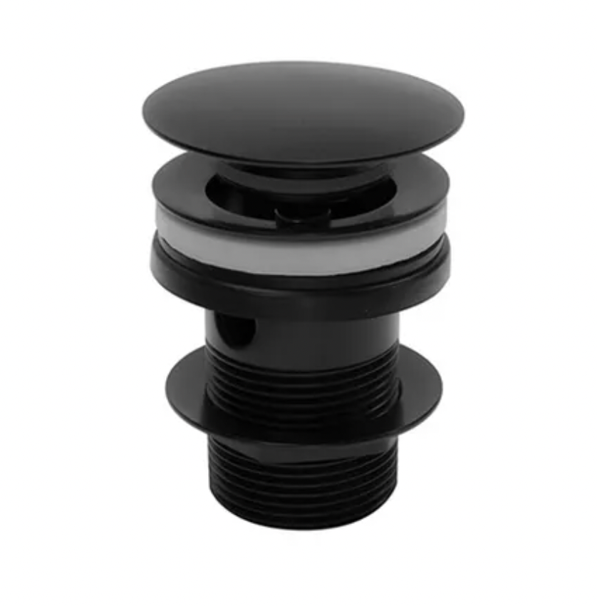 Pop Up Mushroom Plug & Waste With Overflow Matte Black