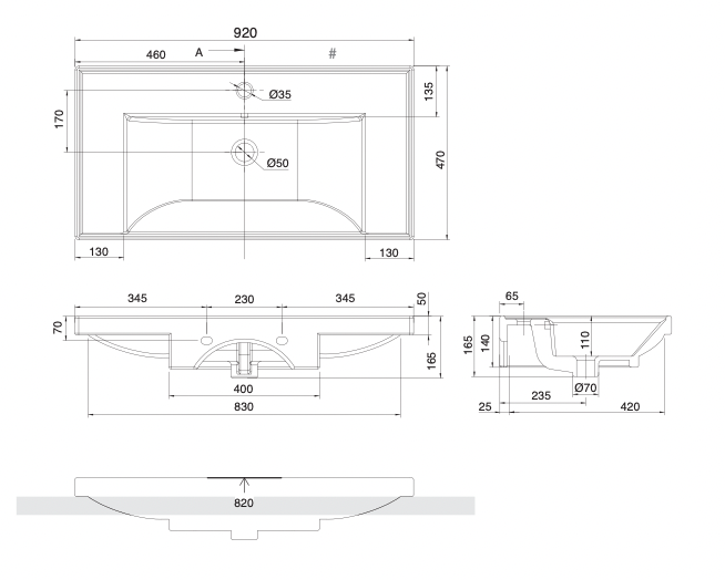 Paco Jaanson Scarabeo 920mm Wall Hung Gloss Basin