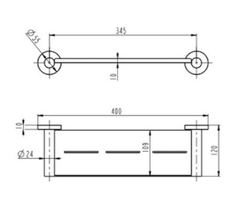 Linsol Lux Shower Shelf Matte Black 400mm