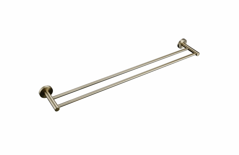 Linsol Lux Double Towel Rail  Brushed Brass 800mm