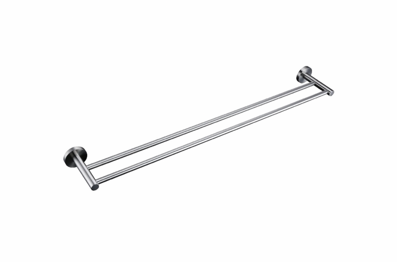 Linsol Lux Double Towel Rail Brushed Nickel 800mm