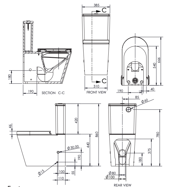 Paco Jaanson Lucerne Rimless Back to Wall Toilet Suite