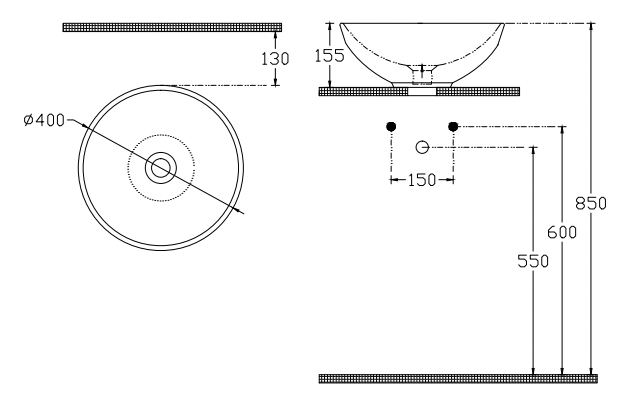 Paco Jaanson Bessa 400mm Vessel Bench Mount Basin Gloss White
