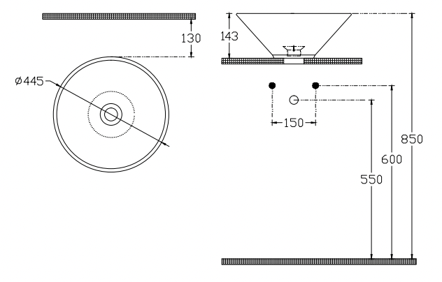 Paco Jaanson Barca 445mm Vessel Bench Mount Basin Gloss White