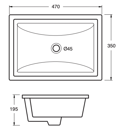 Paco Jaanson Bellagio Trinity 470mm Under Mount Basin Gloss White