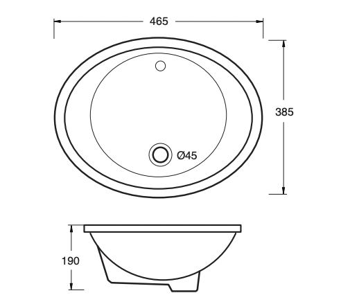 Paco Jaanson Bellagio Bronson 465mm Under Mount Basin Gloss White