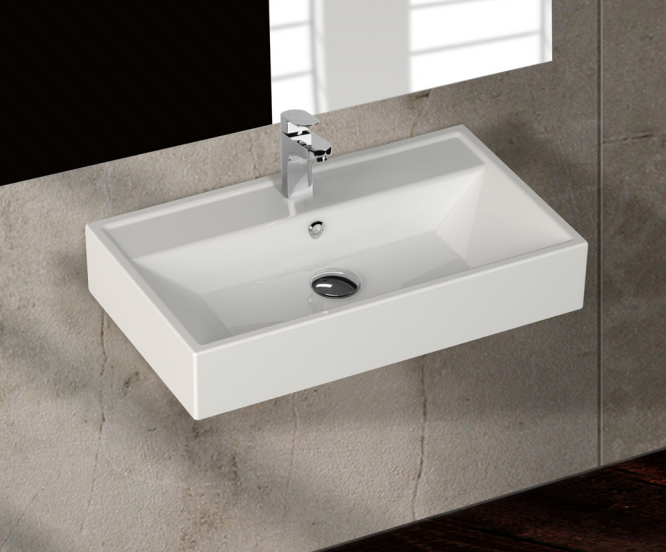 Paco Jaanson Sekura 700mm Wall Hung Basin Gloss White