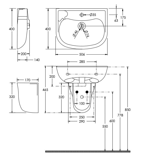 Paco Jaanson Care 500mm Wall Hung Basin