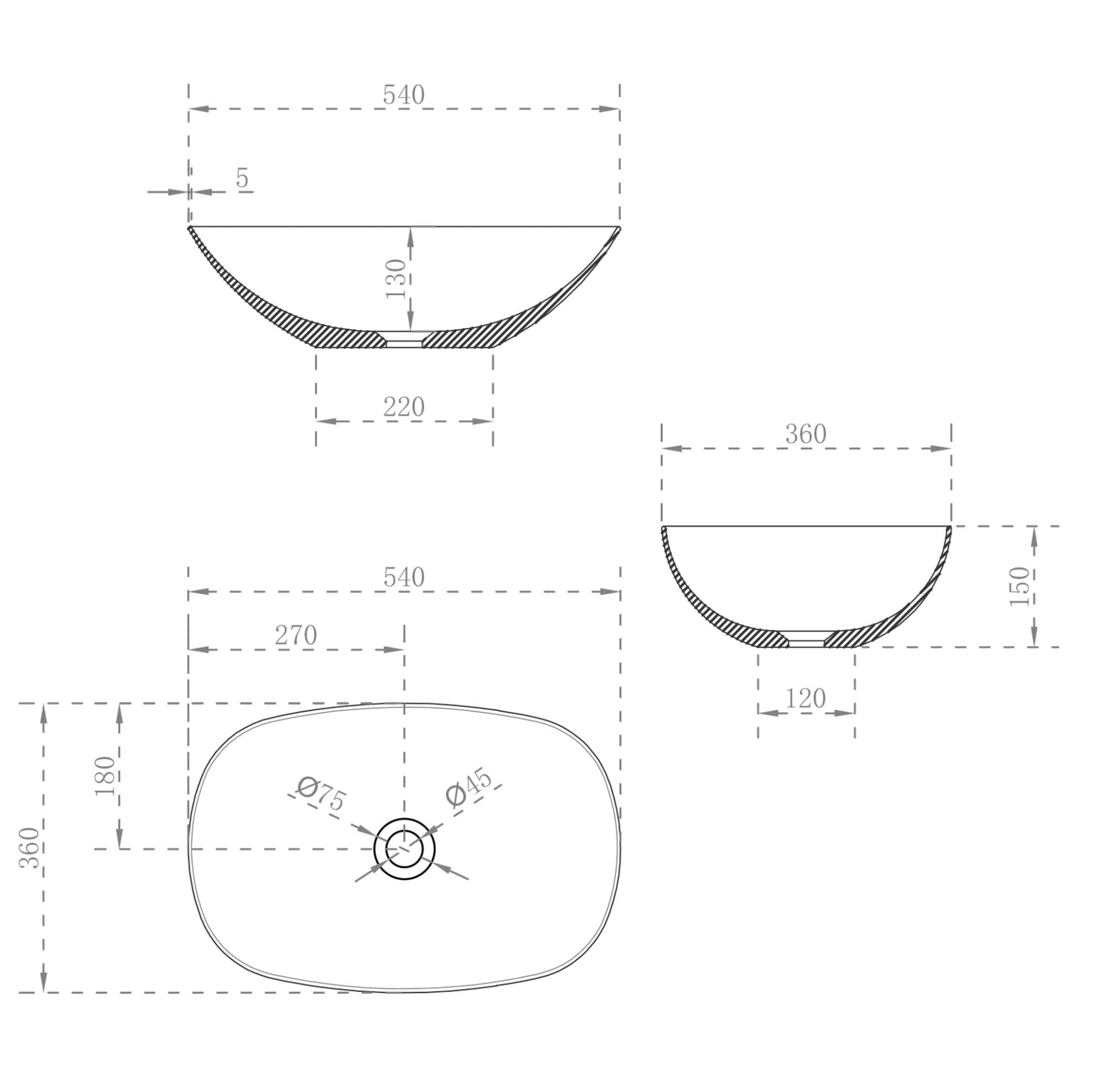 Donii Bollero Soft Rectangular Basin 540