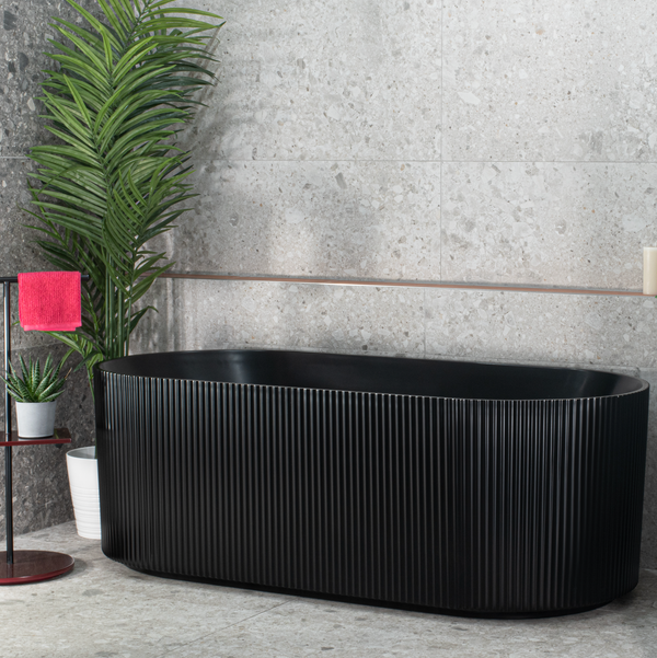 Donii Verona Groove Freestanding Bath Matte Black 1500/1700