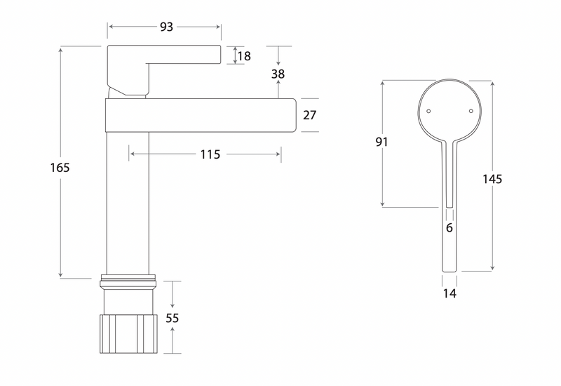 ADP Martini Basin Mixer Chrome & Matte Black