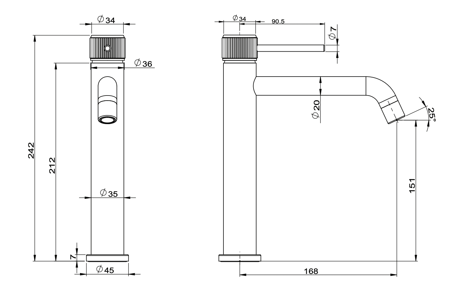 ADP Soul Groove Extended Basin Mixer Brushed Copper