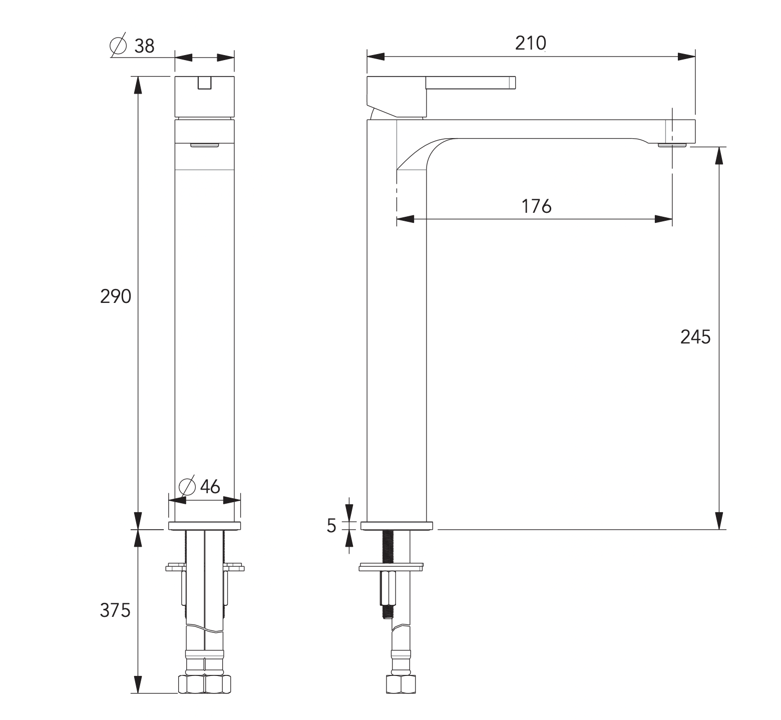 ADP Bronx Extended Basin Mixer Matte Black & Brushed Nickel