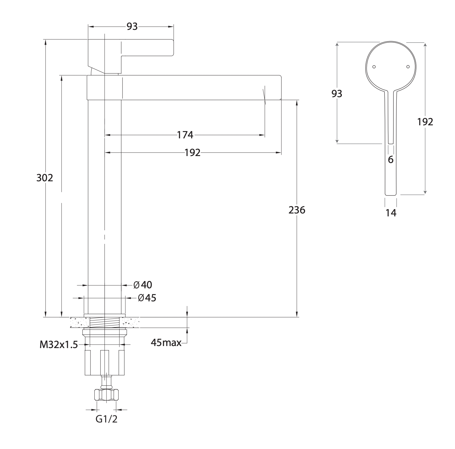 ADP Martini Extended Basin Mixer Matte Black